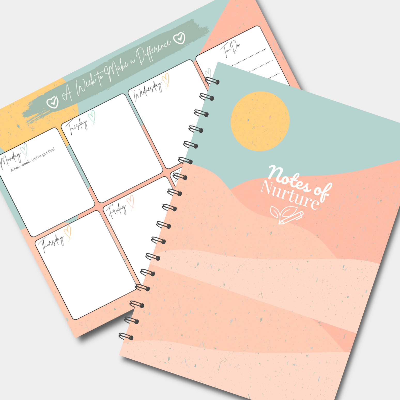 Planner and Notebook containing desert scene with personalised front cover. 