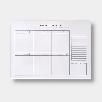Weekly overview planner sheet with days of the week and 'To Do' list on a white background