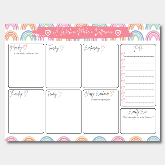 Weekly Desk Planner - Rainbow