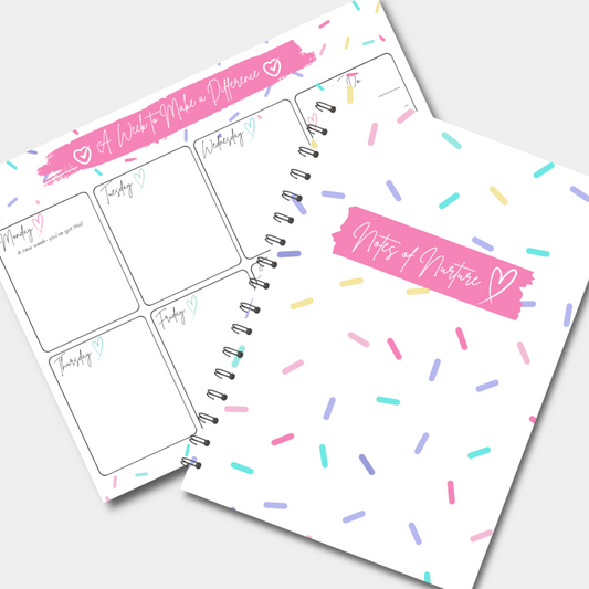 Planner and Notebook containing sprinkles with personalised front cover. 